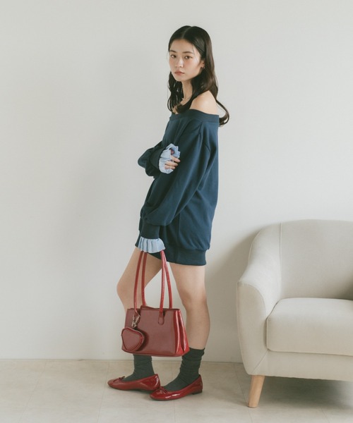 VANNIE U(ヴァニーユー)の「2WAYオフショルスウェットミニワンピース/プリーツ袖/ルーズスウェット(スウェット・レディース・グレー/ネイビー・FREE)」の18枚目の写真