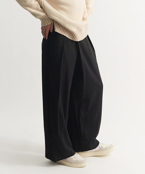DRAW.M(ドローエム)の「ワイドハーフバンドアンバランスパンツ(ブラック)(スラックス・メンズ・その他・LARGE/MEDIUM/SMALL/X-LARGE)」の1枚目の写真