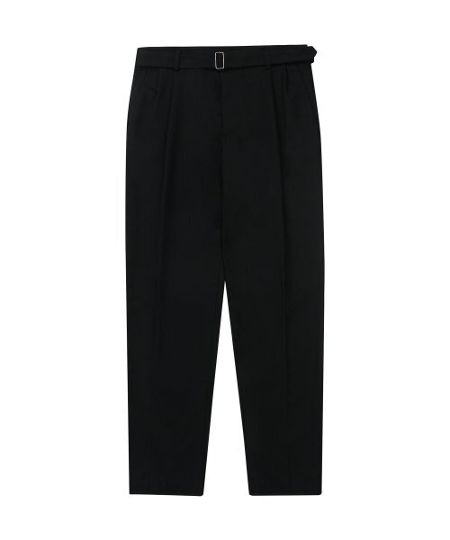 SOLEW(ソル)の「ベルト付きツーピンタックルーズフィットパンツ_ブラック(スラックス・メンズ・その他・SMALL/LARGE/MEDIUM)」の1枚目の写真