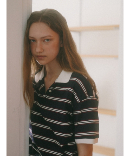 UNNOUT(アナウト)の「STRIPE COLLAR T-SHIRT NAVY(ポロシャツ・レディース・その他・FREE)」の3枚目の写真