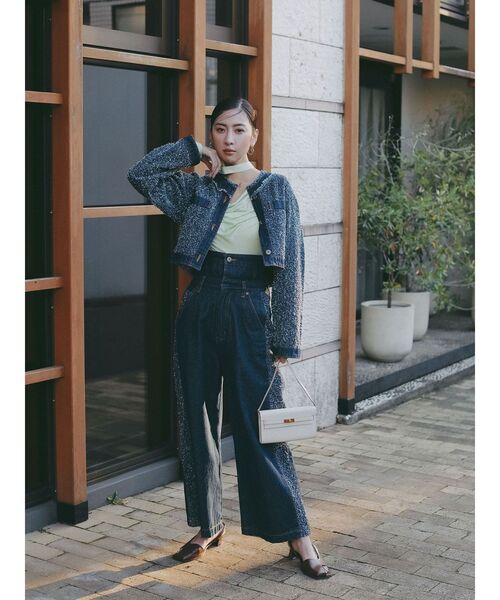 LAGUNAMOON(ラグナムーン)の「ハイウエストラインディティールデニムパンツ(デニムパンツ・レディース・アイボリー/ブラック/ブルー・SMALL/MEDIUM)」の6枚目の写真