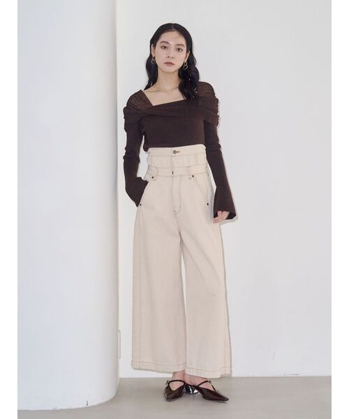 LAGUNAMOON(ラグナムーン)の「ハイウエストラインディティールデニムパンツ(デニムパンツ・レディース・アイボリー/ブラック/ブルー・SMALL/MEDIUM)」の12枚目の写真