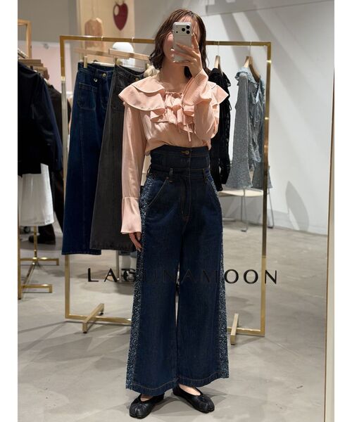 LAGUNAMOON(ラグナムーン)の「ハイウエストラインディティールデニムパンツ【セットアップ対応】(デニムパンツ・レディース・アイボリー/ブラック/ブルー・SMALL/MEDIUM)」の17枚目の写真