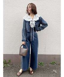 LAGUNAMOON | ハイウエストラインディティールデニムパンツ(デニムパンツ)