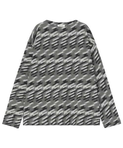 Plantation(プランテーション)の「シャドーグレンJQ / カットソー / (O)(Tシャツ/カットソー・レディース・オフホワイト/グレー・M size/L size)」の2枚目の写真