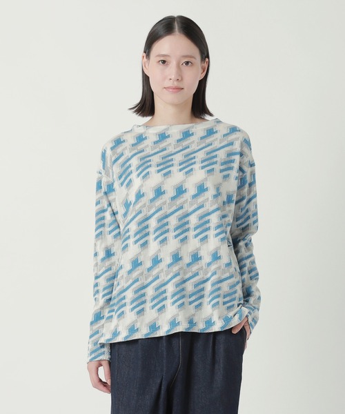 Plantation(プランテーション)の「シャドーグレンJQ / カットソー / (O)(Tシャツ/カットソー・レディース・オフホワイト/グレー・M size/L size)」の1枚目の写真