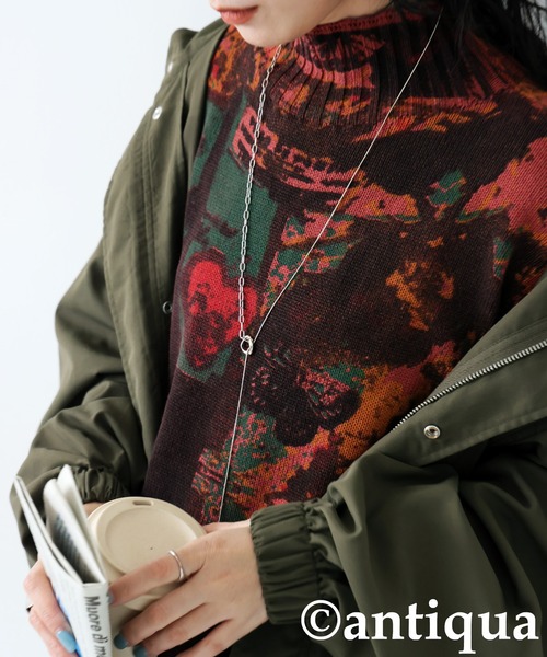 antiqua(アンティカ)の「アート柄 ハイネックニット(ニット/セーター・レディース・ネイビー系/オレンジ系その他・ONESIZE)」の15枚目の写真
