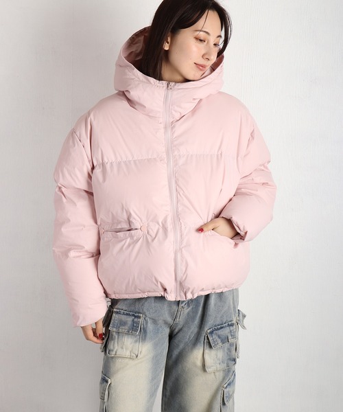 WESTSEA(ウエストシー)の「フード付 中綿ショート丈ダウンジャケット(ダウンジャケット/コート・レディース・ピンク/グレー/ブラック・FREE)」の3枚目の写真