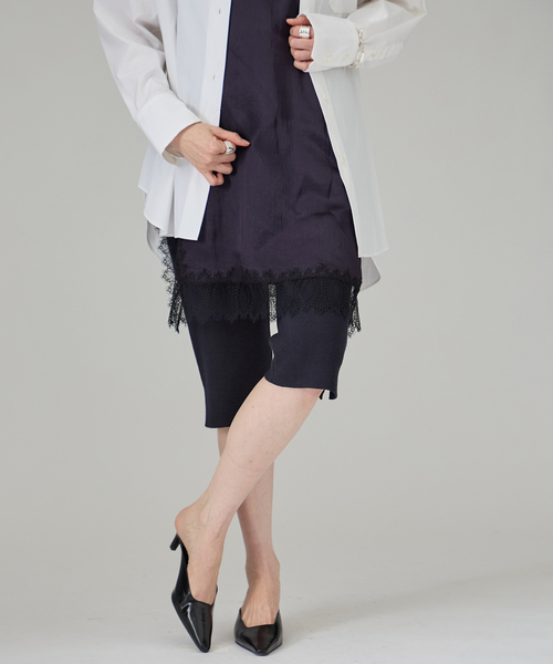 VERMEIL par iena(ヴェルメイユパーイエナ)の「コットンカシミヤ 接結ハーフパンツ(その他パンツ・レディース・ネイビー/ライトグレー・FREE)」の1枚目の写真