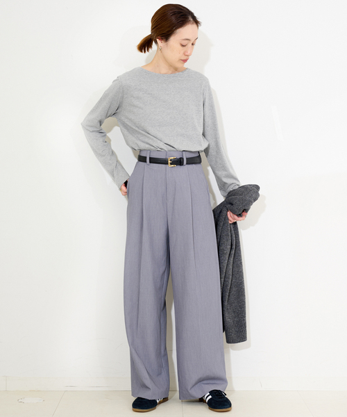 SLOBE IENA（スローブイエナ）の「《WEB限定》天竺ベーシックロンTEE（Tシャツ/カットソー・レディース・ホワイト/チャコールグレー・FREE）」の11枚目の写真