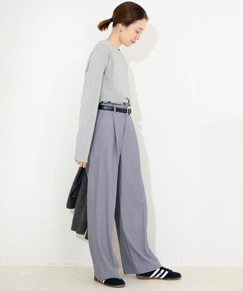 SLOBE IENA（スローブイエナ）の「《WEB限定》天竺ベーシックロンTEE（Tシャツ/カットソー・レディース・ホワイト/チャコールグレー・FREE）」の12枚目の写真