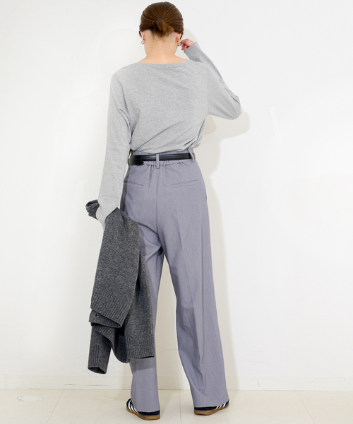 SLOBE IENA（スローブイエナ）の「《WEB限定》天竺ベーシックロンTEE（Tシャツ/カットソー・レディース・ホワイト/チャコールグレー・FREE）」の13枚目の写真