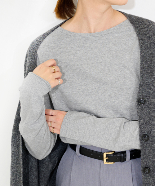 SLOBE IENA（スローブイエナ）の「《WEB限定》天竺ベーシックロンTEE（Tシャツ/カットソー・レディース・ホワイト/チャコールグレー・FREE）」の15枚目の写真