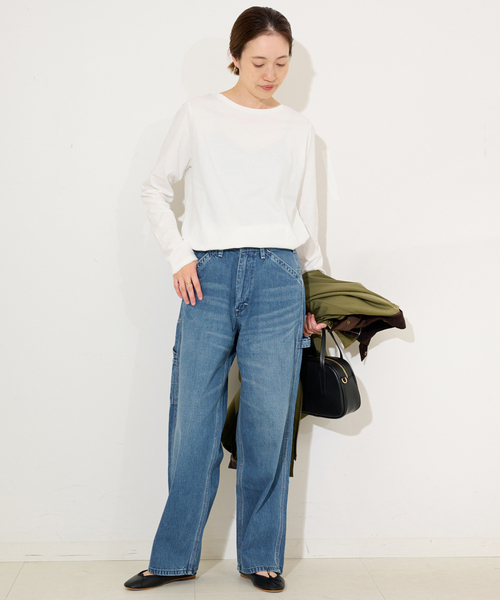 SLOBE IENA（スローブイエナ）の「《WEB限定》天竺ベーシックロンTEE（Tシャツ/カットソー・レディース・ホワイト/チャコールグレー・FREE）」の22枚目の写真