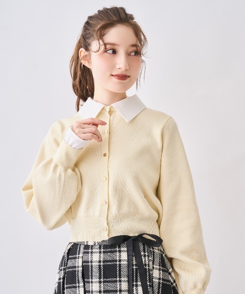 SWINGLE（スウィングル）の「襟付きラメニットカーディガン（カーディガン/ボレロ・レディース・ピンク/イエロー/ネイビー・FREE）」の3枚目の写真