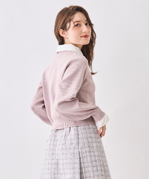 SWINGLE（スウィングル）の「襟付きラメニットカーディガン（カーディガン/ボレロ・レディース・ピンク/イエロー/ネイビー・FREE）」の7枚目の写真