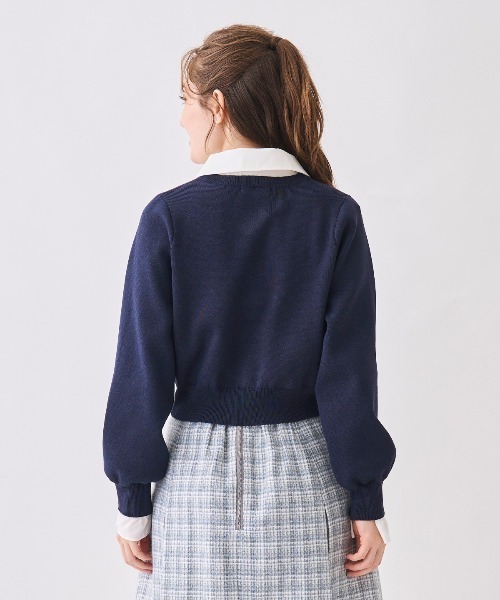 SWINGLE（スウィングル）の「襟付きラメニットカーディガン（カーディガン/ボレロ・レディース・ピンク/イエロー/ネイビー・FREE）」の4枚目の写真