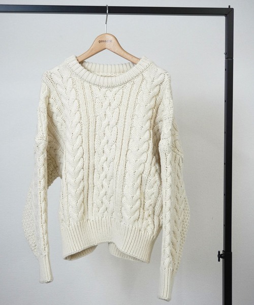 gossara（ゴサラ）の「ケーブルクルーニット（ニット/セーター・レディース・ブラウン/アイボリー/ブラック・FREE）」の15枚目の写真