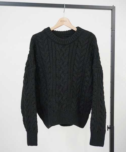 gossara（ゴサラ）の「ケーブルクルーニット（ニット/セーター・レディース・ブラウン/アイボリー/ブラック・FREE）」の17枚目の写真