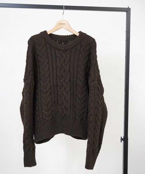 gossara（ゴサラ）の「ケーブルクルーニット（ニット/セーター・レディース・ブラウン/アイボリー/ブラック・FREE）」の16枚目の写真