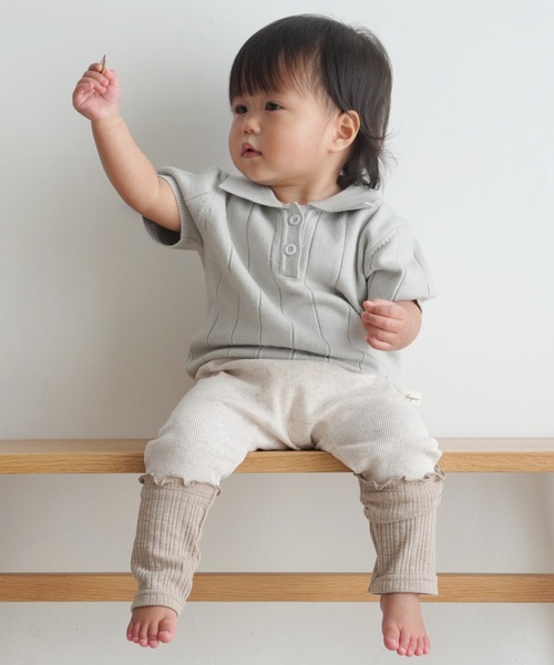PUPPAPUPO(プッパプーポ)の「切り替え レギンス パンツ テレコ(レギンス/スパッツ・キッズ・オートミール/モカ/チャコール/グレー・70/80/90/100/110)」の6枚目の写真