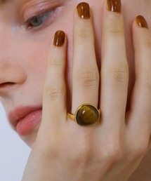 Rennet（レネット）の「【金属アレルギー対応】 ステンレス 天然石オーバルリング（リング）」