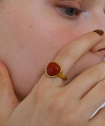 Rennet（レネット）の「【金属アレルギー対応】 ステンレス 天然石オーバルリング（リング）」