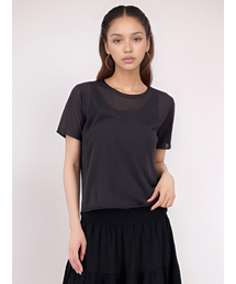 Half Sleeve Sheer Knit _Grey