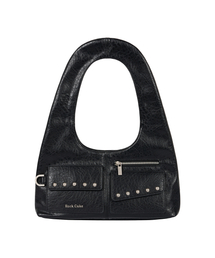 Square Leather Stud Middle Bag - Wine（ショルダーバッグ 