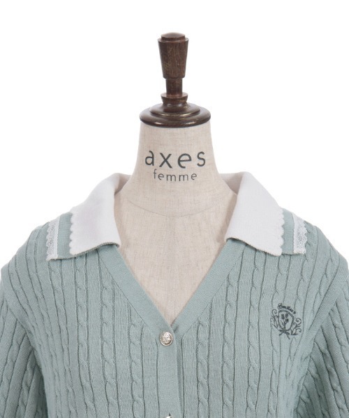 axes femme(アクシーズファム)の「バイカラーニットポロカーディガン(カーディガン/ボレロ・レディース・グレー/ピンク/ミント・FREE)」の20枚目の写真