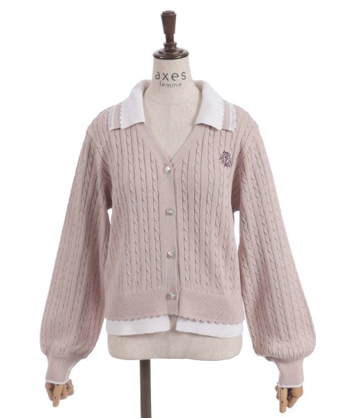 axes femme(アクシーズファム)の「バイカラーニットポロカーディガン(カーディガン/ボレロ・レディース・グレー/ピンク/ミント・FREE)」の15枚目の写真