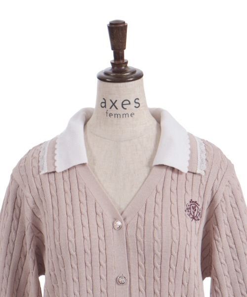 axes femme(アクシーズファム)の「バイカラーニットポロカーディガン(カーディガン/ボレロ・レディース・グレー/ピンク/ミント・FREE)」の12枚目の写真