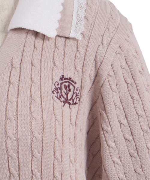 axes femme(アクシーズファム)の「バイカラーニットポロカーディガン(カーディガン/ボレロ・レディース・グレー/ピンク/ミント・FREE)」の4枚目の写真