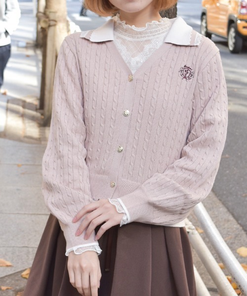 axes femme(アクシーズファム)の「バイカラーニットポロカーディガン(カーディガン/ボレロ・レディース・グレー/ピンク/ミント・FREE)」の11枚目の写真