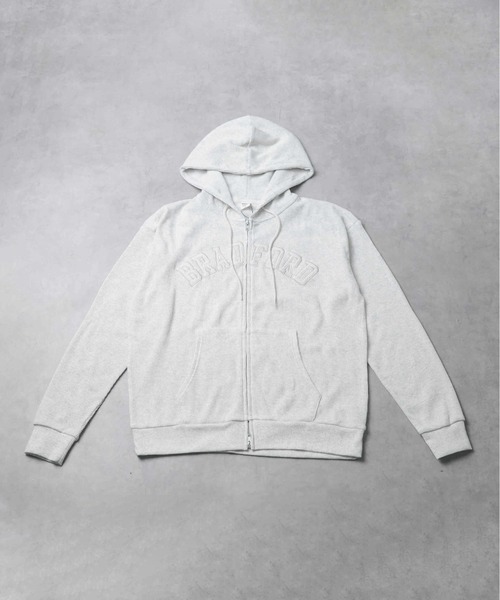 NO WAY（ノーウェイ）の「/ワッフル アップリケ ジップパーカー/（パーカー・メンズ・オートミール/オリーブ・LARGE）」の2枚目の写真