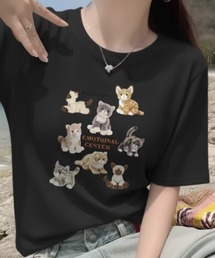 【26年春夏新作・6色展開】ぬいぐるみキャットプリント半袖ロンT