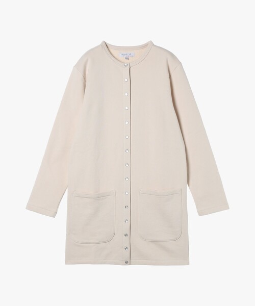 agnes b.(アニエスベー)の「コットン 長袖 ロング カーディガンプレッション "Tanger"(カーディガン/ボレロ・レディース・ベージュ・3/2/1)」の1枚目の写真