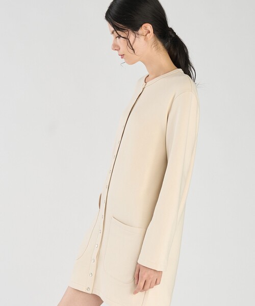agnes b.(アニエスベー)の「コットン 長袖 ロング カーディガンプレッション "Tanger"(カーディガン/ボレロ・レディース・ベージュ・3/2/1)」の3枚目の写真