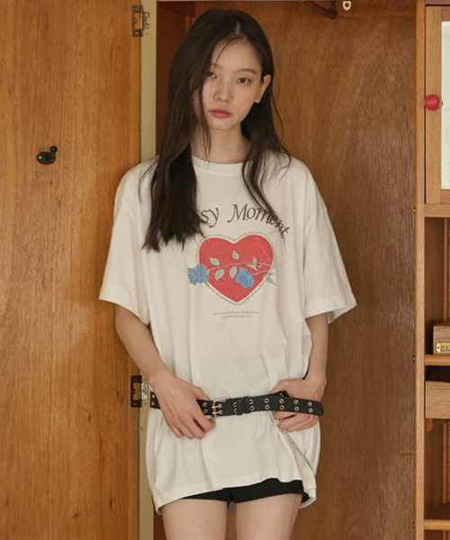 OPENING SUNSHINE(オープニングサンシャイン)の「ヴィンテージピグメントローズグラフィックTシャツ_ホワイト(Tシャツ/カットソー・レディース・その他・FREE)」の1枚目の写真