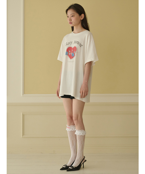 OPENING SUNSHINE(オープニングサンシャイン)の「ヴィンテージピグメントローズグラフィックTシャツ_ホワイト(Tシャツ/カットソー・レディース・その他・FREE)」の3枚目の写真
