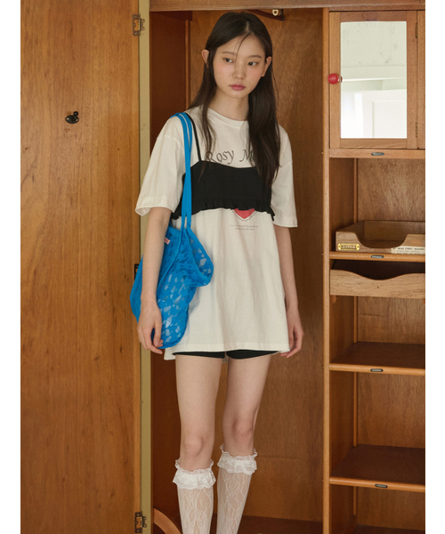 OPENING SUNSHINE(オープニングサンシャイン)の「ヴィンテージピグメントローズグラフィックTシャツ_ホワイト(Tシャツ/カットソー・レディース・その他・FREE)」の4枚目の写真