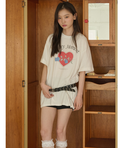OPENING SUNSHINE(オープニングサンシャイン)の「ヴィンテージピグメントローズグラフィックTシャツ_ホワイト(Tシャツ/カットソー・レディース・その他・FREE)」の5枚目の写真
