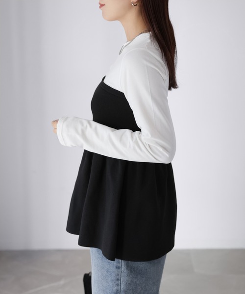 Riberry(リベリー)の「ニットビスチェドッキングペプラムトップス(Tシャツ/カットソー・レディース・ブラック×ブラック/ホワイト系1/ホワイト系2/ブラック×グレー・FREE)」の19枚目の写真