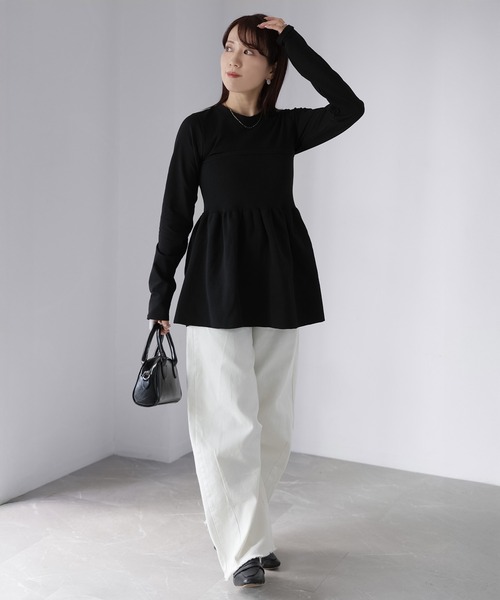 Riberry(リベリー)の「ニットビスチェドッキングペプラムトップス(Tシャツ/カットソー・レディース・ブラック×ブラック/ホワイト系1/ホワイト系2/ブラック×グレー・FREE)」の15枚目の写真