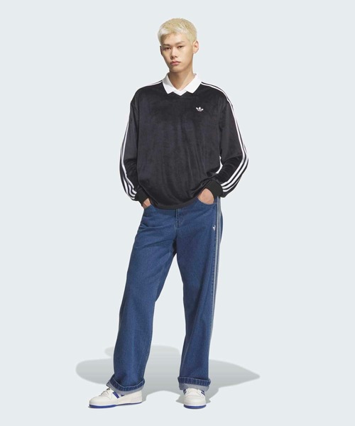 adidas(アディダス)の「ベロア長袖ポロシャツ / アディダスオリジナルス adidas Originals(ポロシャツ・メンズ・ブルー/ブラック/ピンク・SMALL/XX-SMALL/X-LARGE/3XL/XX-LARGE/LARGE/MEDIUM/X-SMALL)」の17枚目の写真