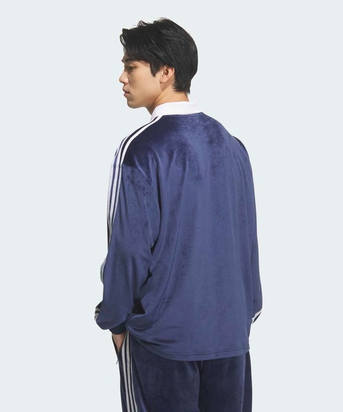 adidas(アディダス)の「ベロア長袖ポロシャツ / アディダスオリジナルス adidas Originals(ポロシャツ・メンズ・ブルー/ブラック/ピンク・SMALL/XX-SMALL/X-LARGE/3XL/XX-LARGE/LARGE/MEDIUM/X-SMALL)」の14枚目の写真