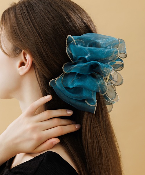 バレッタ/ヘアクリップ（ブルー・ネイビー/青色系）ファッション通販