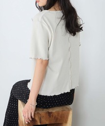 【forksy.】ラメリブ Uネック 半袖 メローTシャツ