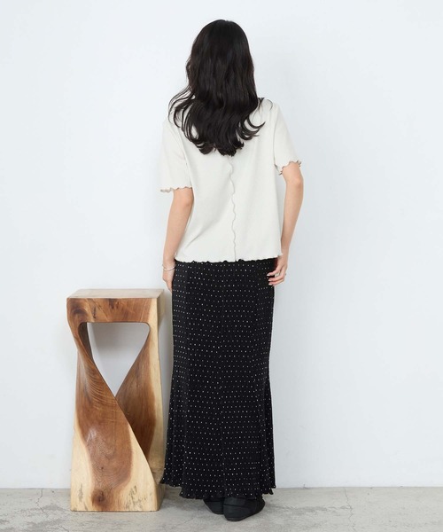 forksy.(フォルクシー)の「【forksy.】ラメリブ Uネック 半袖 メローTシャツ(Tシャツ/カットソー・レディース・レッド/ブラウン/杢グレー/ブルー/オフホワイト/ブラック・FREE)」の17枚目の写真