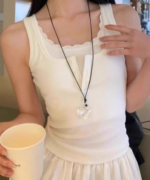 Ritzy（リッツィー）の「レイヤード風タンクトップ（タンクトップ・レディース・グレー/ホワイト・FREE）」の7枚目の写真
